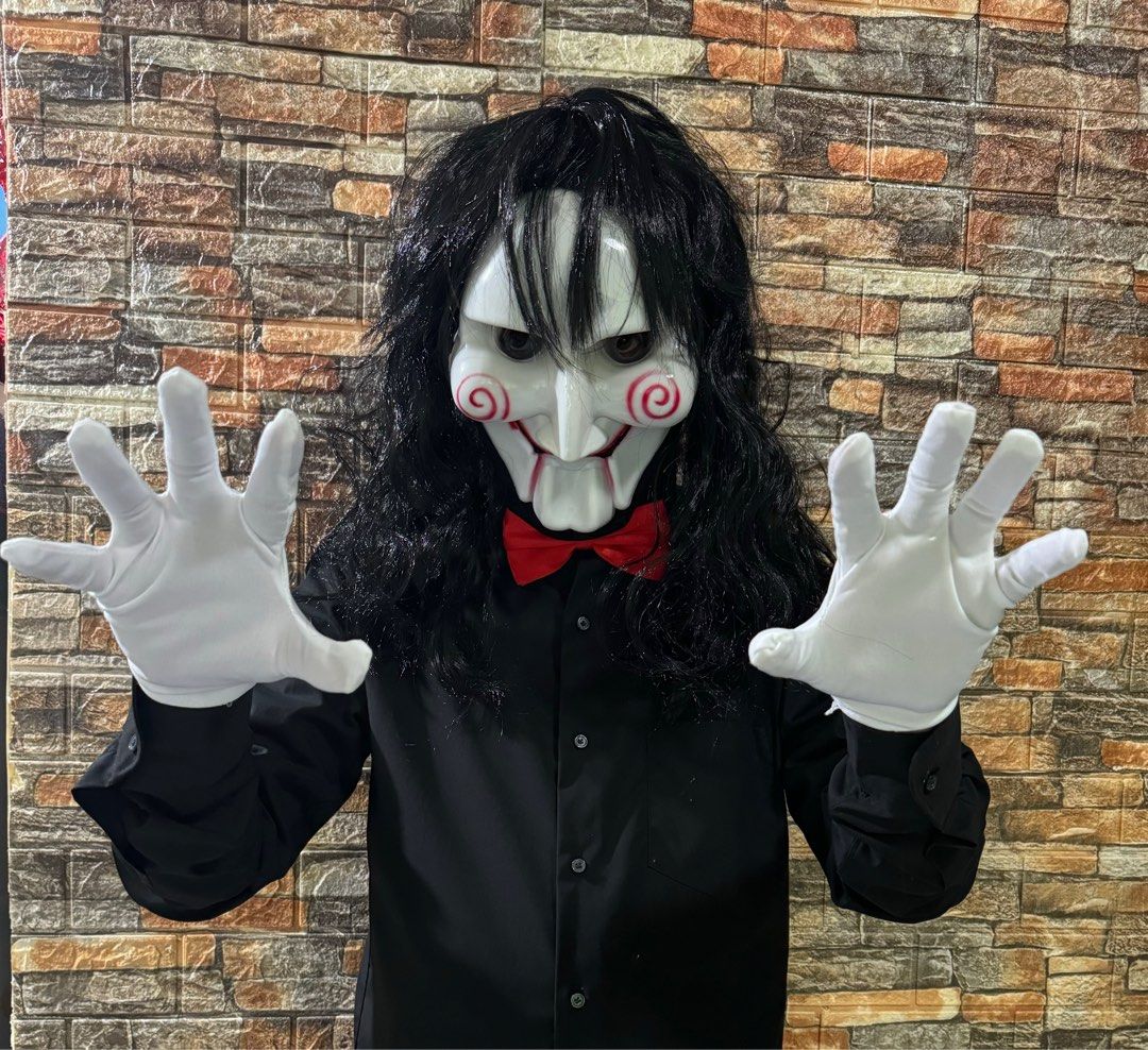 Halloween Mask Jigsaw Mask Set (Category: Occasions & Party Supplies) located in Pasig City. Submitted by JMToysandCollectibles (Listing ID 1385085682, Image 2). Description: ‼️NO RENTAL/ FOR SALE ONLY‼️ ‼️ON HAND STOCKS‼️ Halloween Mask Jigsaw Mask Set Mask, Wig, White Gloves, Bowtie PHP 899 Set Seasonal Item/ LImited Stocks Only Pick Up or Delivery via Lalamove/ Grab MOP: Gcash/ BPI/ BDO.