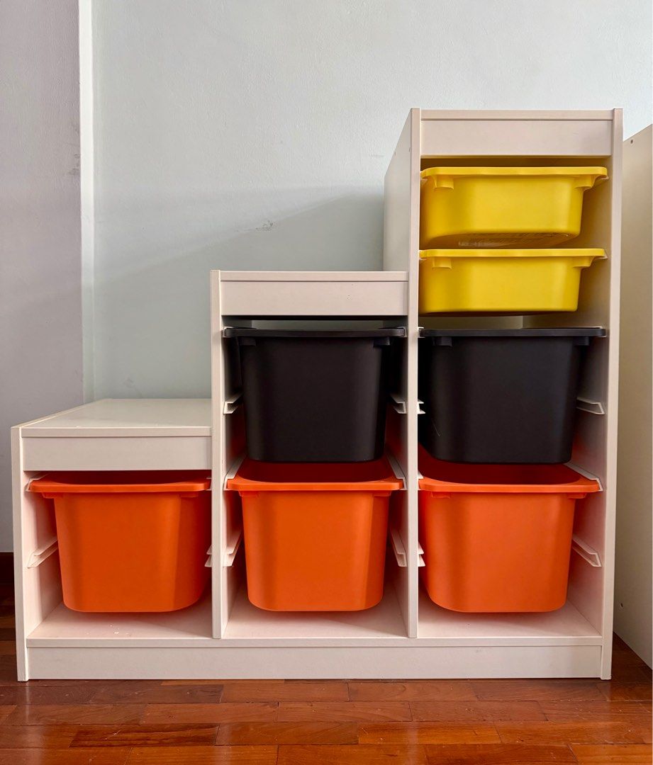 IKEA Modular Storage Unit (Category: Other Home Furniture) located in Singapore. Submitted by katmac15 (Listing ID 1385149721, Image 2). Description: IKEA modular storage unit, made up of two identical pieces which can be placed side by side or separated. All tubs included. Price is for both pieces. Dimensions (one piece) H = 940mm W = 990mm D = 440mm.