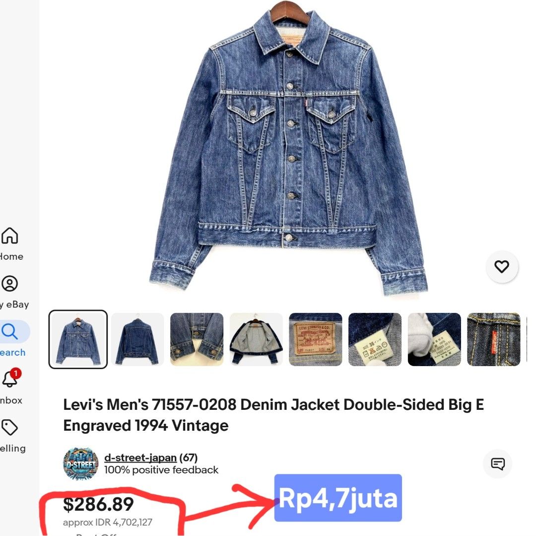 ジャケット・アウター LEVI'S 71557 bigE MADE IN JAPAN Levi's 71557 denim jacket Made in JAPAN Big E vintage limited From