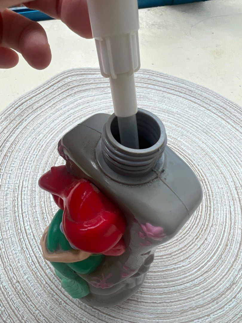 Little mermaid soap dispenser (Category: Bathtub & Bath Accessories) located in San Juan City. Submitted by iambernie (Listing ID 1385101636, Image 3). Description: A soap dispenser with the Disney Princess Ariel. Got this during my child’s days when she really loved Little Mermaid The original pump is not working so I can replace it with another pump that’s working ( color white) please see last pic Just refill the bottle with your favorite soap