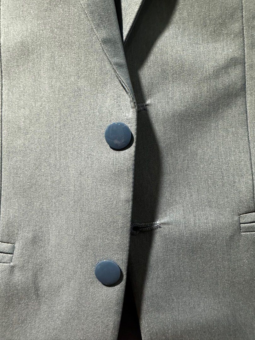 Men’s coat in dusty blue (Category: Coats, Jackets and Outerwear) located in Quezon City. Submitted by declutter___mnl (Listing ID 1385078393, Image 2). Description: Used once Not using Here are the measurements: Length: 24.5” Sleeve length: 21” Chest: 15.5” Shoulder: 15” Best fits xs-s .