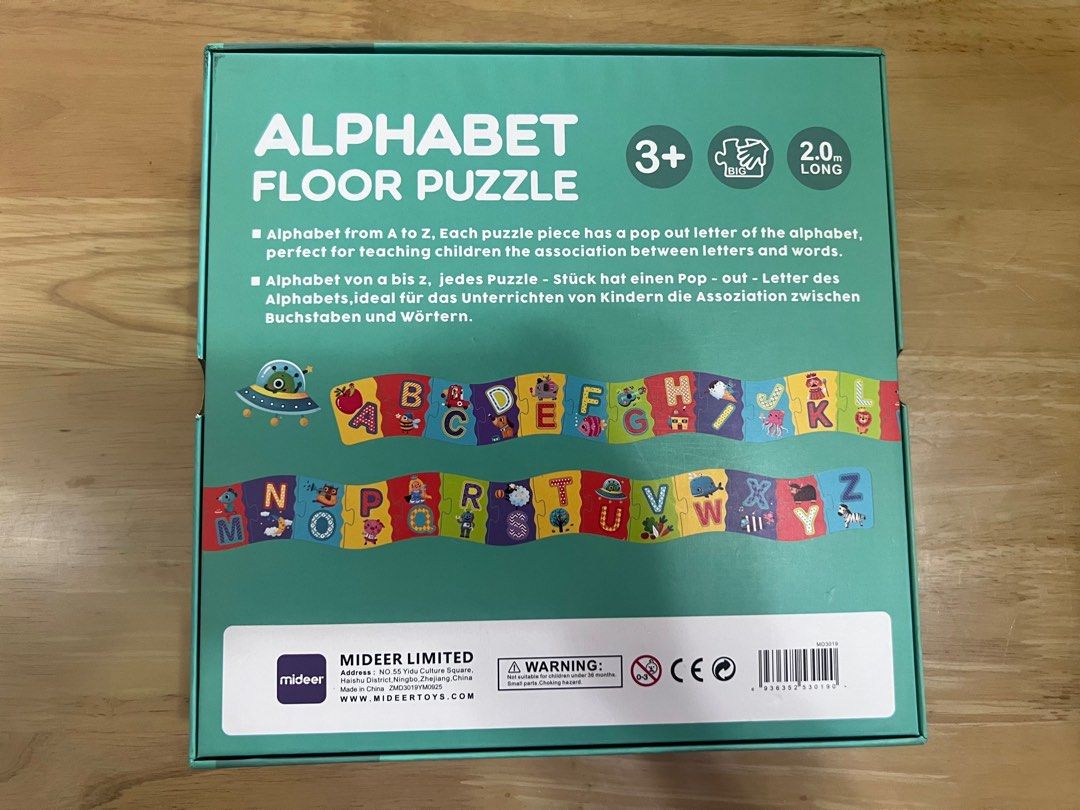 Mideer Alphabet Floor Puzzle (Category: Educational & Learning Toys) located in Taguig. Submitted by leahagd (Listing ID 1385192782, Image 2). Description: .