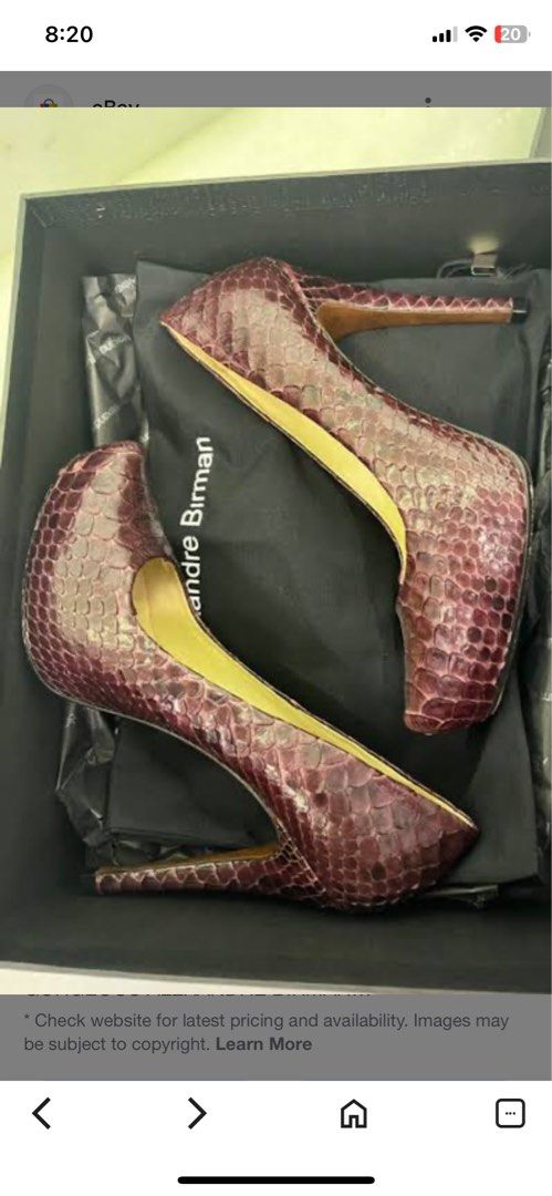 natural snake heels (Category: Heels) located in Quezon City. Submitted by erching (Listing ID 1385145215, Image 3). Description: Used Natural Snake Heels color burgundy please check original price (EBAY) size 8:5 .