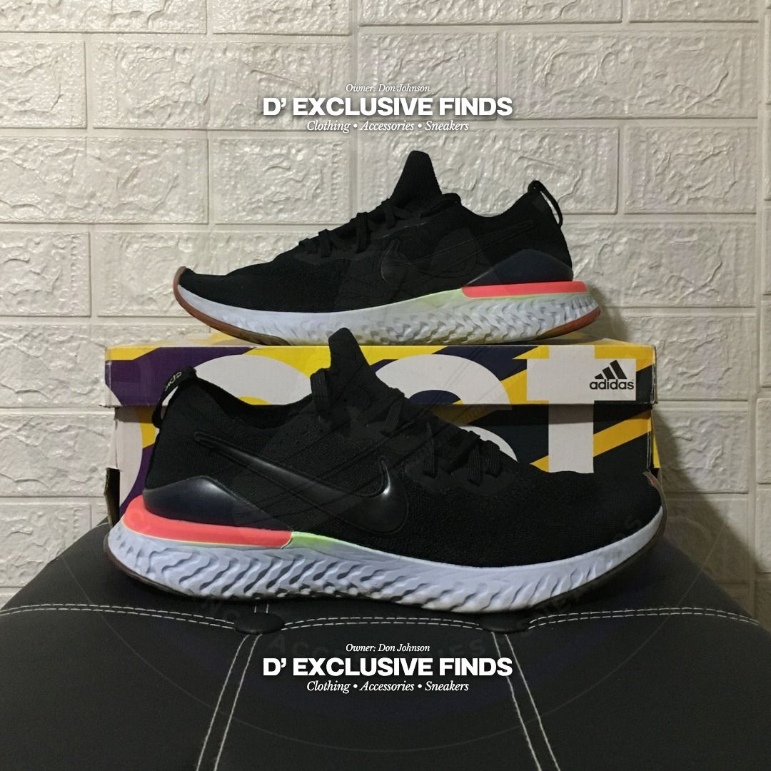 Nike Epic React Flyknit 2 Men's "Black Sapphire Hyper Pink" Size US 11.5 (Category: Sneakers) located in Quezon City. Submitted by _dnjhnsn (Listing ID 1385169883, Image 2). Description: ❗FOR SALE ❗❗ON HAND❗ Nike Epic React Flyknit 2 Men's "Black Sapphire Hyper Pink" Size: US 11.5 only Color: Black/Black-Sapphire-Lime Blast-Hyper Pink-Blue Tint Style: BQ8928-003 Product Details: - with Replacement Box - Pwede pang pang harabas ✅₱1,000 only + Ship