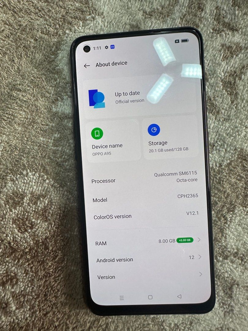 OPPO A95 (Category: OPPO) located in Las Pinas. Submitted by mama.tina (Listing ID 1385075811, Image 2). Description: UNIT ONLY NO BOX NO CHARGER NO WARRANTY .