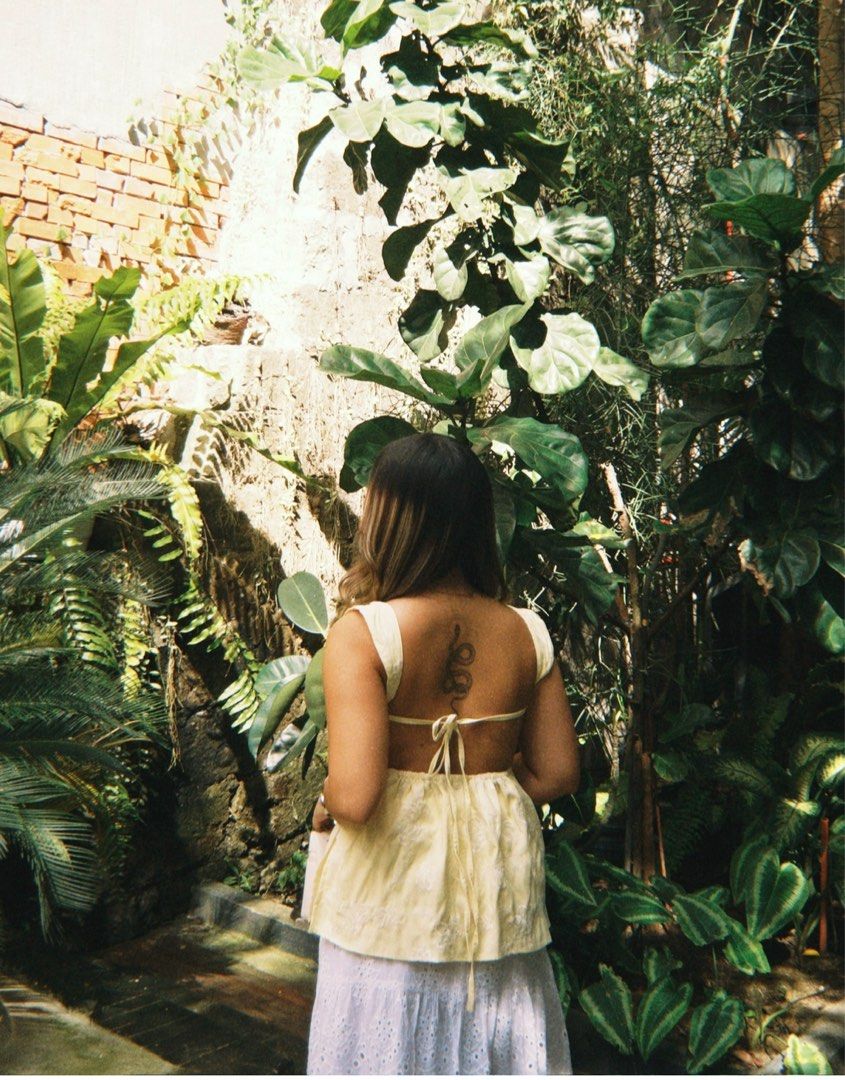 Powder Yellow Eyelet Embroidered Backless Sleeveless (Category: Sleeveless) located in Manila. Submitted by devilwearszara_ (Listing ID 1385198781, Image 2). Description: Only used once! Still negotiable.