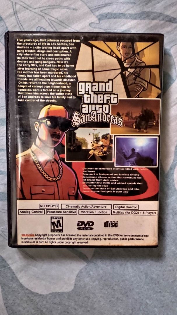 PS2 Grand Theft Auto San Andreas (Category: PlayStation) located in Paranaque City. Submitted by otakuri (Listing ID 1385082992, Image 2). Description: FS: PS2 Grand Theft Auto San Andreas - 499 - Not authentic not original. Made 20 years ago. - What you see is what you get. Fine condition. This are old game disc so manage your expectations. - For fans only. Untested. No returns no exchange. - Meet up at Sucat Paranaque, (other places like Alaban