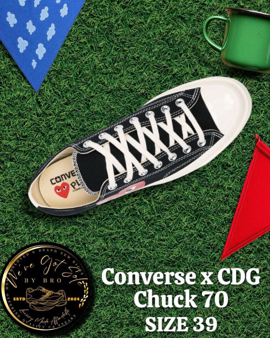 Thifted Converse x Comme Des Garçons Play Chuck 70 Ox "Half Heart Black" sneakers (Category: Sneakers) located in General Santos City (Dadiangas). Submitted by wevegotsolebybro (Listing ID 1385055039, Image 1). Description: Converse x Comme Des Garçons Play Chuck 70 Ox "Half Heart Black" sneakers EURO 39 LIKE NEW NO ISSUE ‼️D͓̽I͓̽S͓̽C͓̽L͓̽A͓̽I͓̽M͓̽E͓̽R͓̽:‼️ 🅿🅻🅴🅰🆂🅴 🆁🅴🅰🅳... 😊😇👌 𝗪𝗲 𝗻𝗼𝘁 𝘄𝗮𝗿𝗿𝗮𝗻𝘁 𝗼𝗿 𝗿𝗲𝗽𝗿𝗲𝘀𝗲𝗻𝘁 𝗮𝗻𝘆 