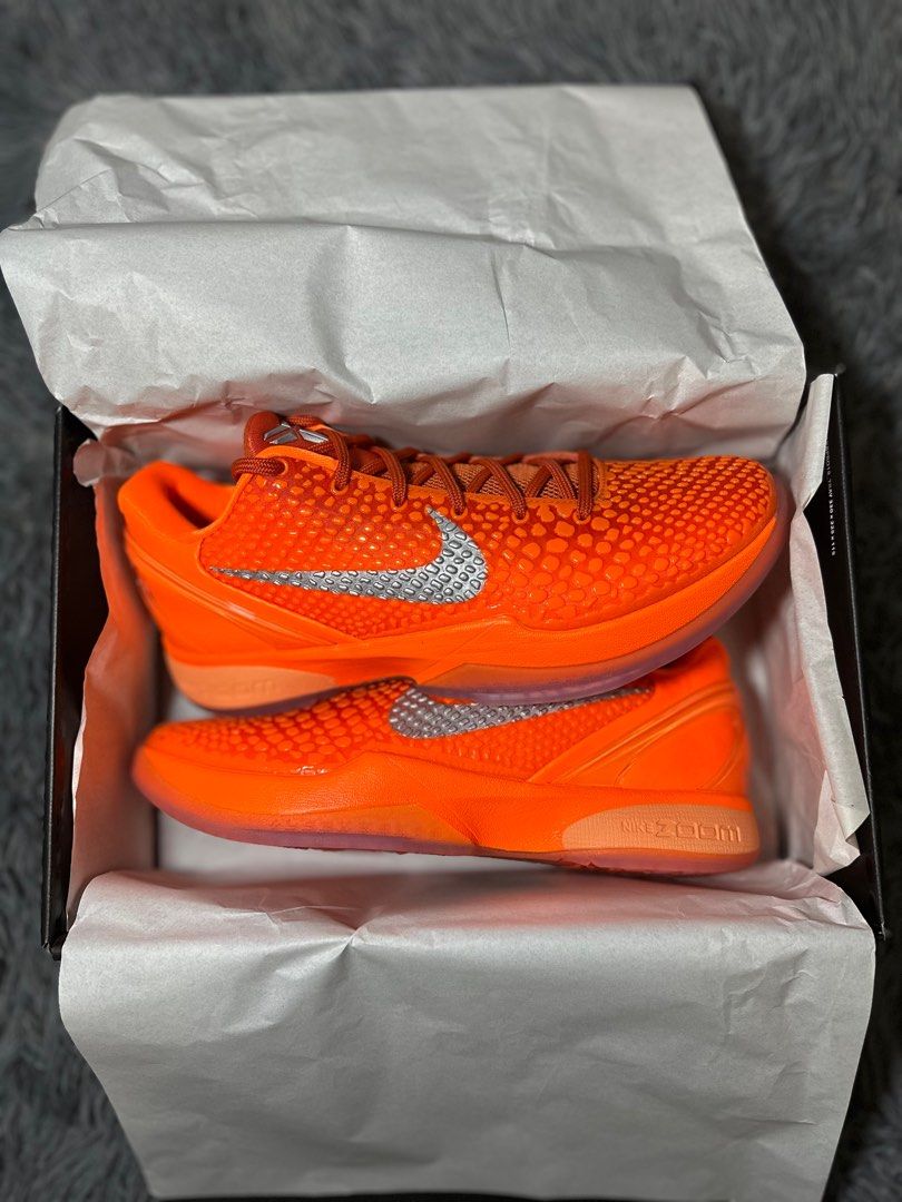 WTS Kobe 6 Total Orange (Category: Sneakers) located in Manila. Submitted by overhyped (Listing ID 1385180832, Image 1). Description: [NIKE KOBE 6 Protro Total Orange 🍊] - US10 / UK11 BNDS ✅ - SNKRS ✔️ -Meetup: Sampaloc Area / Sta. Mesa -Shipping: Grab, LBC, Lalamove -DM offers.