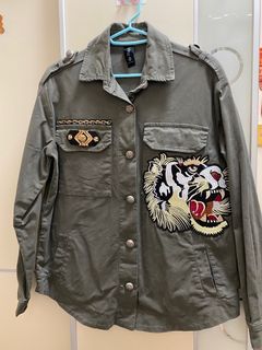 意大利  Maryley 軍綠色長袖襯衫外套64227571010947110