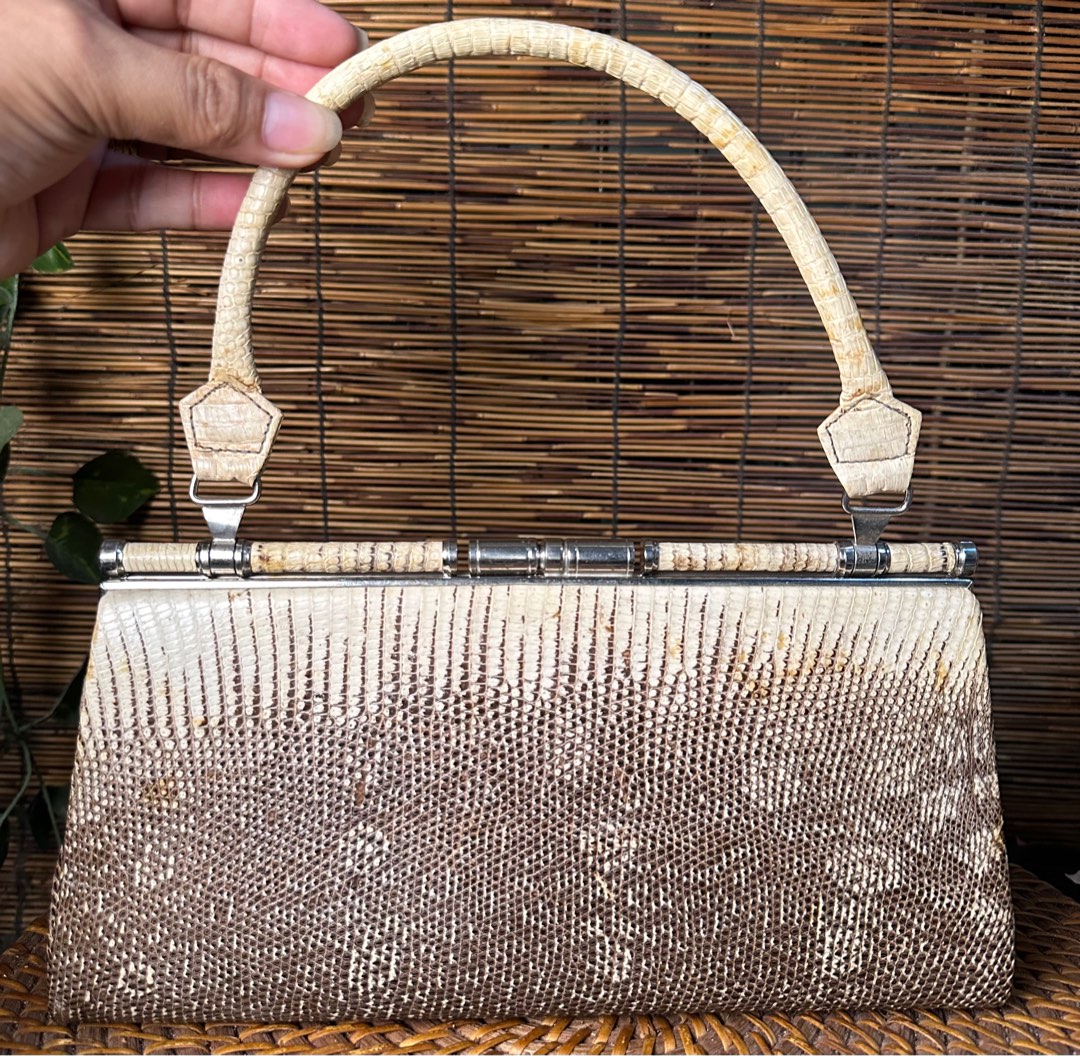 🇯🇵 MONITOR RING Genuine LIZARD SKIN Leather Bag. Vintage bag . Circle ...