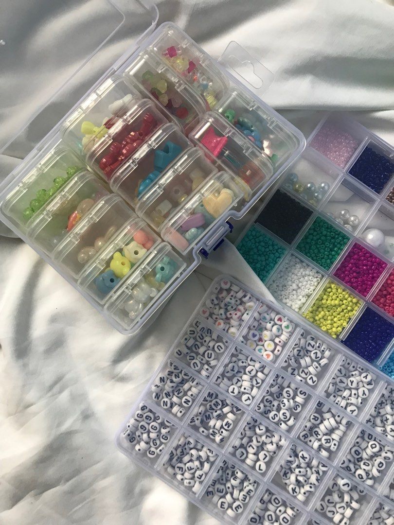 BEADED ACCESSORIES TOOL SET (Category: Craft Supplies & Tools) located in Marikina City. Submitted by yohanayunique (Listing ID 1385282359, Image 2). Description: Inclusions - Brand new 3mm seed beads (6packs) - Letter beads organized alphabetically - Special beads (got it from live selling bead shops) - Brand new tools - Locks and keychains - Organizers - Measuring Bead Board GCASH PAYMENT rfs: wala na time gumawa .