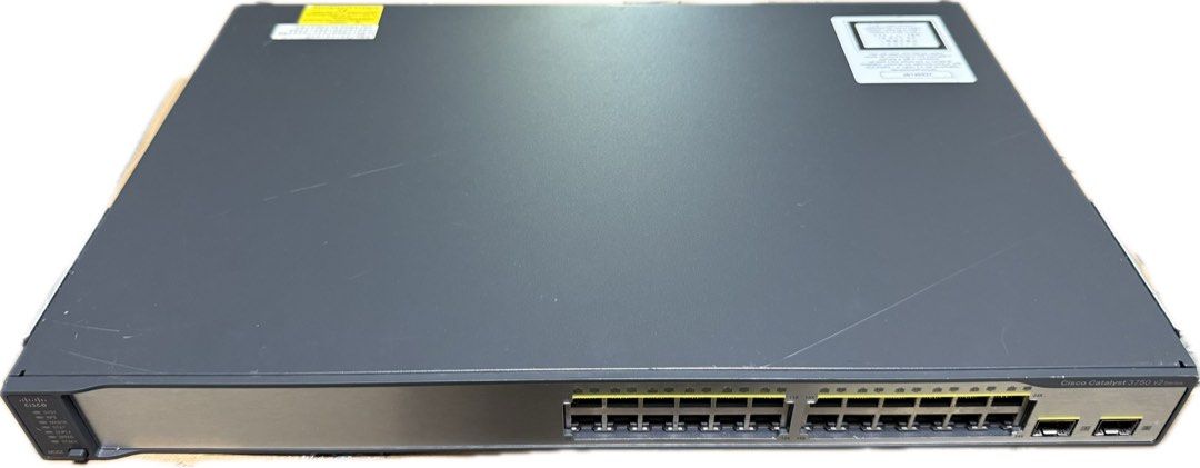 Cisco 3750 v2 (Category: Office & Business Technology) located in Caloocan City. Submitted by tatang.vince-58695 (Listing ID 1385274275, Image 3). Description: CISCO Catalyst 3750G v2 ● 24 Ethernet 10/100/1000 ports ● 2 SFP-based Gigabit Ethernet ports ● 32-Gbps, high-speed stacking bus ● Innovative stacking technology ● 1 RU stackable, multilayer switch ● Enterprise-class intelligent services delivered to the network edge .
