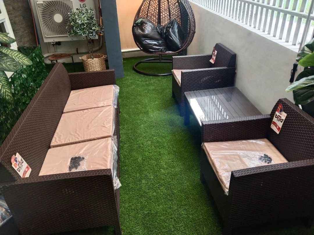 COD SALA SET (Category: Sofas) located in Manila. Submitted by aiza_rafael (Listing ID 1385247964, Image 1). Description: OUTDOOR/Indoor SALA SET Cash on Delivery RAttan Design made of Plastic Best for flood prone area (PARA sa mga nabaha) SET A 1pc 3 seater 2pcs single 1pc center table SET B 1pc double sala 2pcs single 1pc center table .