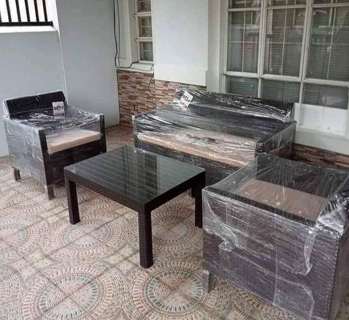 COD SALA SET (Category: Sofas) located in Manila. Submitted by aiza_rafael (Listing ID 1385247964, Image 2). Description: OUTDOOR/Indoor SALA SET Cash on Delivery RAttan Design made of Plastic Best for flood prone area (PARA sa mga nabaha) SET A 1pc 3 seater 2pcs single 1pc center table SET B 1pc double sala 2pcs single 1pc center table .