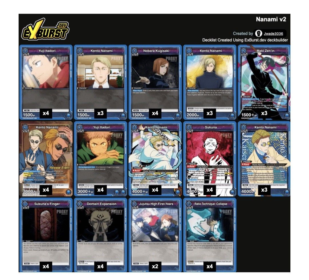 ExBurst Nanami v2 Trading Card Deck, Hobbies & Toys, Toys & Games on ...