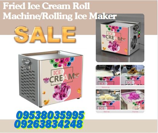 FRIED ICE CREAM ROLL MACHINE / ROLLING ICE MAKER (Category: Ice-cream Makers) located in Caloocan City. Submitted by francineja42756 (Listing ID 1385268591, Image 1). Description: model : cbj10 volt : 220v frequency : 50hz power : 330w dimension : 34*28*30cm n.w : 15kg refrigator : R134a amount of refrigerator : 90kg Function :Fried Ice Cream Roller.
