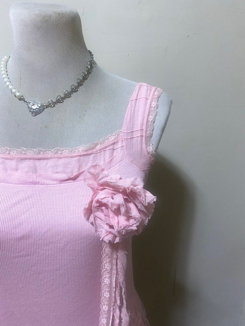 Lace/knit pin mini dress (Category: Dresses) located in Baguio. Submitted by eri_picked (Listing ID 1385358397, Image 3). Description: New with tag Size : small to medium knit yung top na part ——— coquette y2k summer 2000’s lace knit.