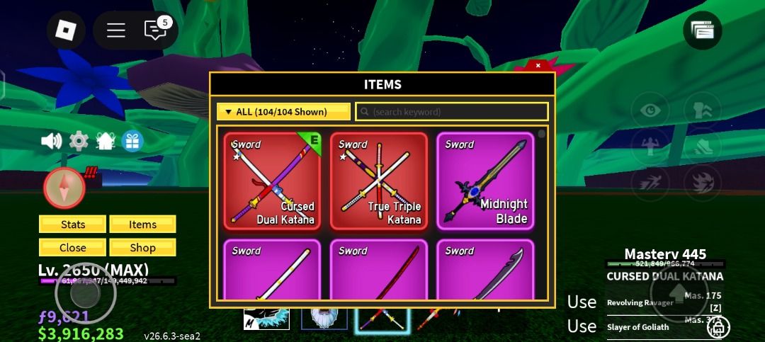 MAX LEVEL BLOX FRUIT ACCOUNT (Category: Game Gift Cards & Accounts) located in New Washington. Submitted by osoriozyru34894 (Listing ID 1385373412, Image 2). Description: ACCOUNT DETAIL'S CURSED DUAL KATANA 445 MAS YETI FRUIT 315 MAS SUPER HUMAN NEED MASTERY FOR GOD HUMAN ALL RACES V3 READY FOR V4 HAS PS VIA GCASH ONLY PM ME FOR OTHER DATAILS .