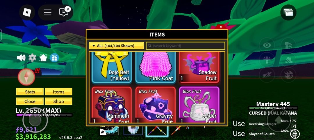 MAX LEVEL BLOX FRUIT ACCOUNT (Category: Game Gift Cards & Accounts) located in New Washington. Submitted by osoriozyru34894 (Listing ID 1385373412, Image 1). Description: ACCOUNT DETAIL'S CURSED DUAL KATANA 445 MAS YETI FRUIT 315 MAS SUPER HUMAN NEED MASTERY FOR GOD HUMAN ALL RACES V3 READY FOR V4 HAS PS VIA GCASH ONLY PM ME FOR OTHER DATAILS .