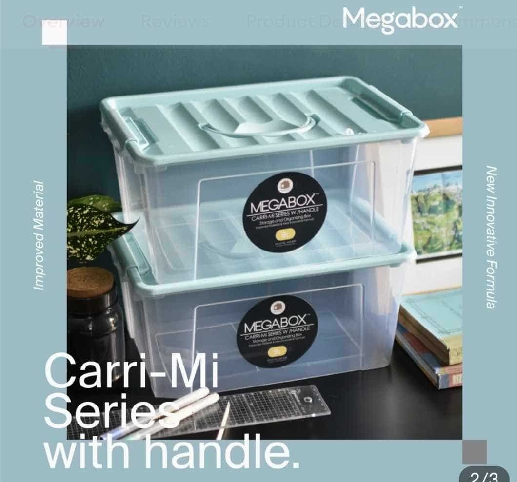 Megabox CARRI STORAGE BOX (Category: Storage Boxes & Baskets) located in Manila. Submitted by mariajudit37951 (Listing ID 1385290485, Image 3). Description: MG 831 Carri-Mi Series w/Handle 5 L L27xW20xH11cm P180. 00 each APRIL 2025.