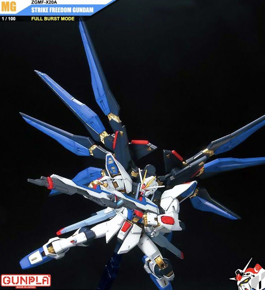 MG 1/100 Strike Freedom Gundam Full Burst Mode (Category: Gundam Model Kits) located in Singapore. Submitted by crim_tag (Listing ID 1385334024, Image 3). Description: A perfect christmas gift for the gundam hobby enthusiasts! Completely unopened, brand new. Selling at low pricing as have no time to build. -Come with a stand and effect parts -Good centerpiece on more affordable side Note this is the full burst mode variant of strike freedom Any q