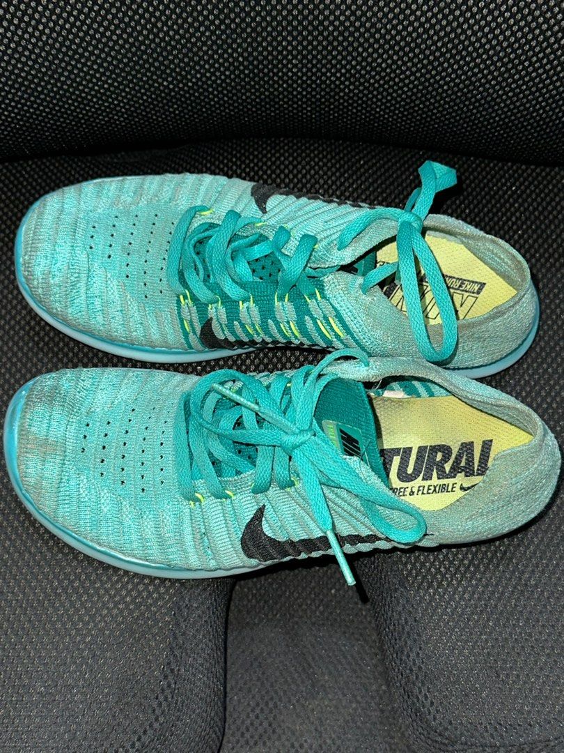 [NIKE] Running Shoes - Teal/Mint Green Free RN Flyknit Womens WMNS (FOR RESTORATION) (Category: Sneakers) located in Manila. Submitted by denclutters (Listing ID 1385364216, Image 3). Description: rfs: urgent decluttering ; bought new pair of running shoes SIZE 7. FOR RESTORATION. PWEDE IPATAHI/IDIKIT. issues: see above pics. this pair was also not washed when pics were taken, just stored. —used for running —ORIGINAL; bought from Singapore for 23
