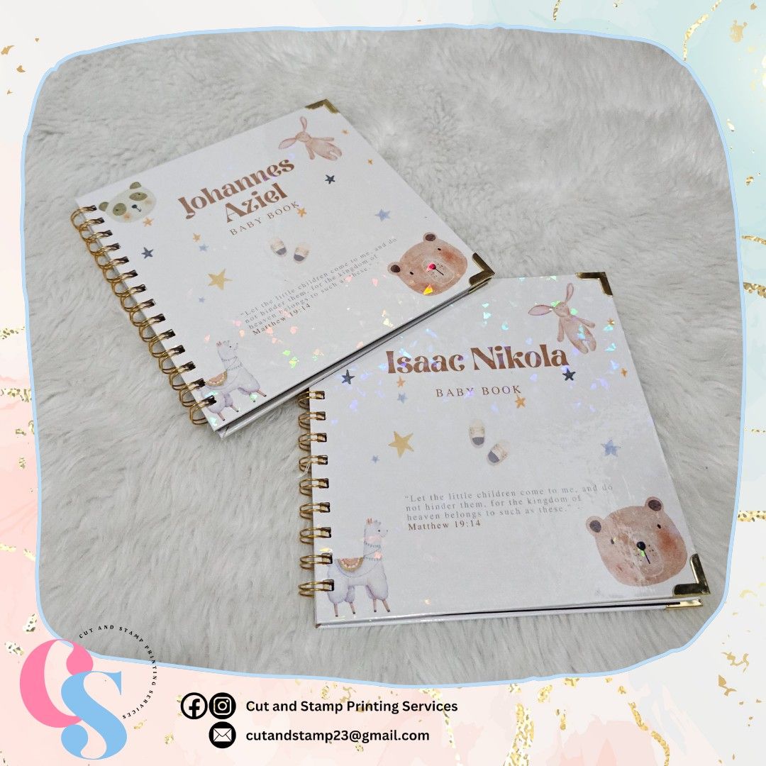 Personalized Baby Book Hardbound Cover (Category: Other Babies Going Out Needs) located in Taguig. Submitted by thriftymhum (Listing ID 1385376622, Image 1). Description: What's inside? *Baby's personal record *Doctor's Note *Immunization Record *Dental Care Plan With FREE *Birth Plan *Breastfeeding Guide *12 months milestones *Newborn Foot stamp page (Stamp not included) Cover: Hardbound with metal edge protector Pages: 100gsm ‼️KINDLY SEND US C
