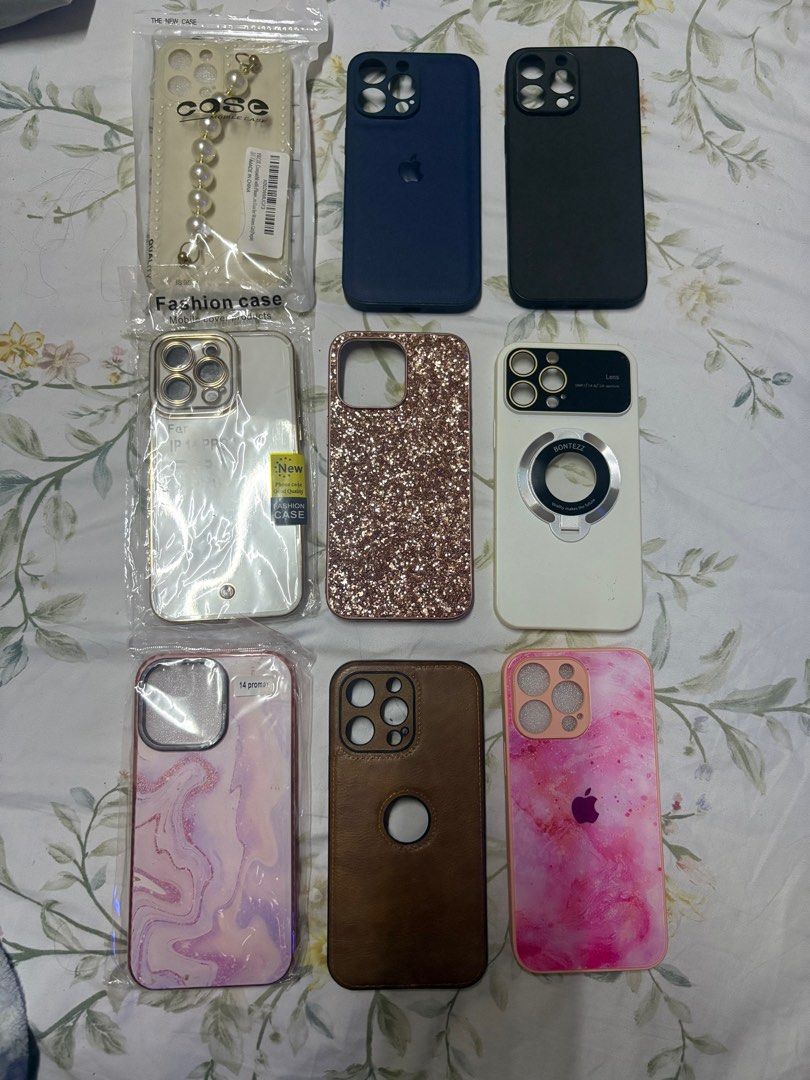Phone case for iPhone 14 Pro Max (Category: Cases & Sleeves) located in Paranaque City. Submitted by shopofashopaholic (Listing ID 1385267441, Image 1). Description: First slide - brand new- 100 each Second slide - used - 25 each, take all 6 for 100 All no flaws and usable.