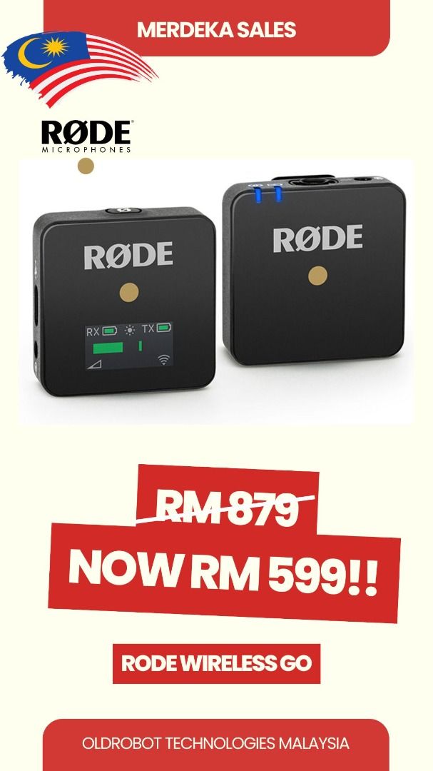 Rode Wireless Go (Category: Microphones) located in Bangi. Submitted by oldrobot_malaysia (Listing ID 1385318321, Image 1). Description: .