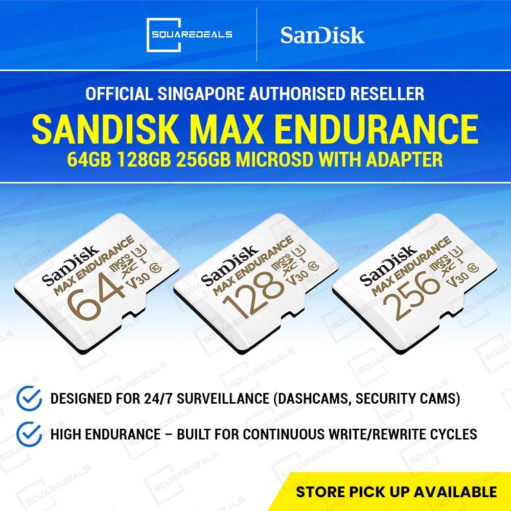 (FREE DELIVERY) SanDisk Max Endurance 64GB 128GB 256GB microSD, Mobile ...