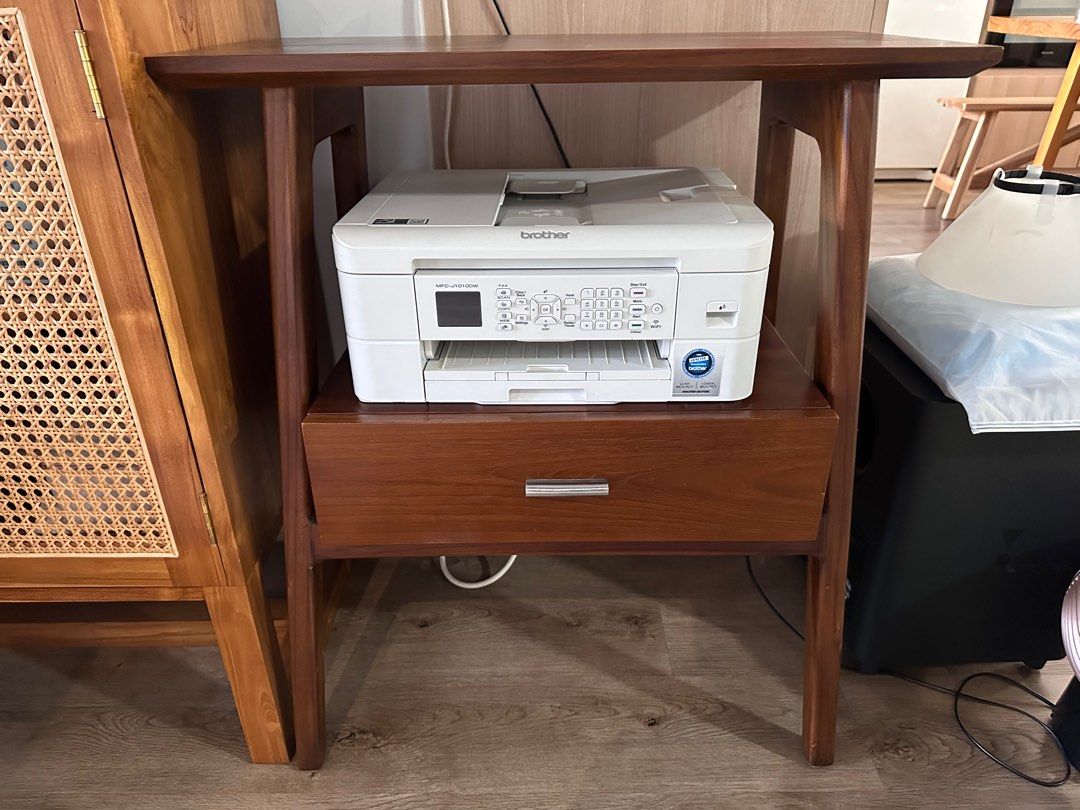 Solid wood table (Category: Tables & Sets) located in Singapore. Submitted by nothingvaluable (Listing ID 1385259084, Image 1). Description: Sincere buyers only. Measurements: Table top - 35 x 70cm Height- 80cm Table base - 45 x 66cm Self-collect at Tampines .