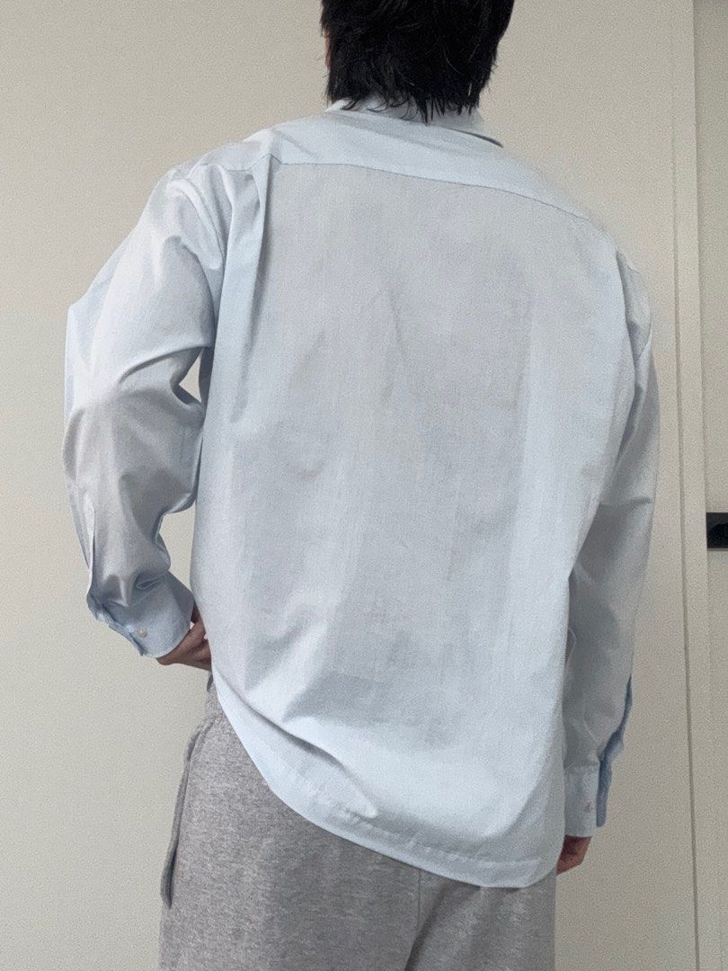 Thomas nash dress shirt (Category: Formal Shirts) located in Quezon City. Submitted by goodollovedgoods (Listing ID 1385317824, Image 2). Description: Thomas nash Dress shirt In powder blue Altered 23x26 Cropped boxy look 600.