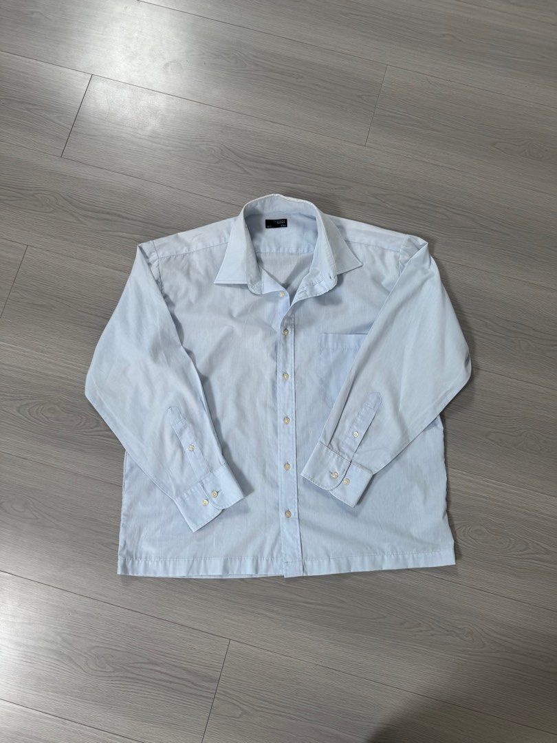 Thomas nash dress shirt (Category: Formal Shirts) located in Quezon City. Submitted by goodollovedgoods (Listing ID 1385317824, Image 3). Description: Thomas nash Dress shirt In powder blue Altered 23x26 Cropped boxy look 600.