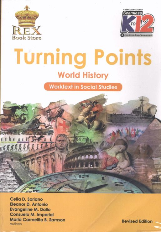 Social 8 Turning Points World History (Category: Textbooks) located in Valenzuela. Submitted by nkcm1 (Listing ID 1385342320, Image 1). Description: 📚 Social 8 – Turning Points: World History Worktext in Social Studies Revised Edition 2017 Reprinted November 2019 Rex Book Store ✨ Like new condition ✔️ Clean, unused, and with plastic cover ✔️ No writing, markings, or answers ✅ Pre-owned 📸 Actual photos of the book 💬 PM for additional photos and