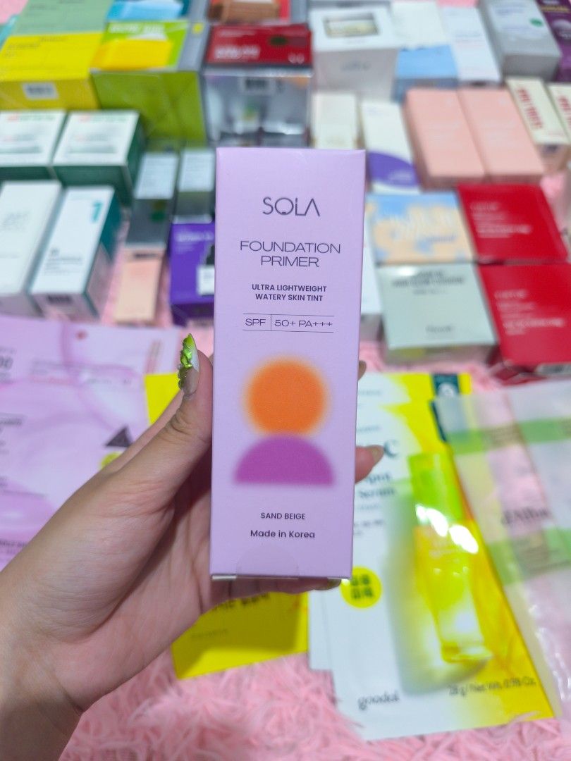 Sola Foundation Primer Shade Sand Beige (Category: Makeup) located in Quezon City. Submitted by rnbwjelly (Listing ID 1385579444, Image 1). Description: BRAND NEW AND SEALED srp: 499 selling for only 400 REPRICED! ALL ITEMS, LESS 100! NOW FOR ONLY 300! fixed price! lowballers will not be entertained..
