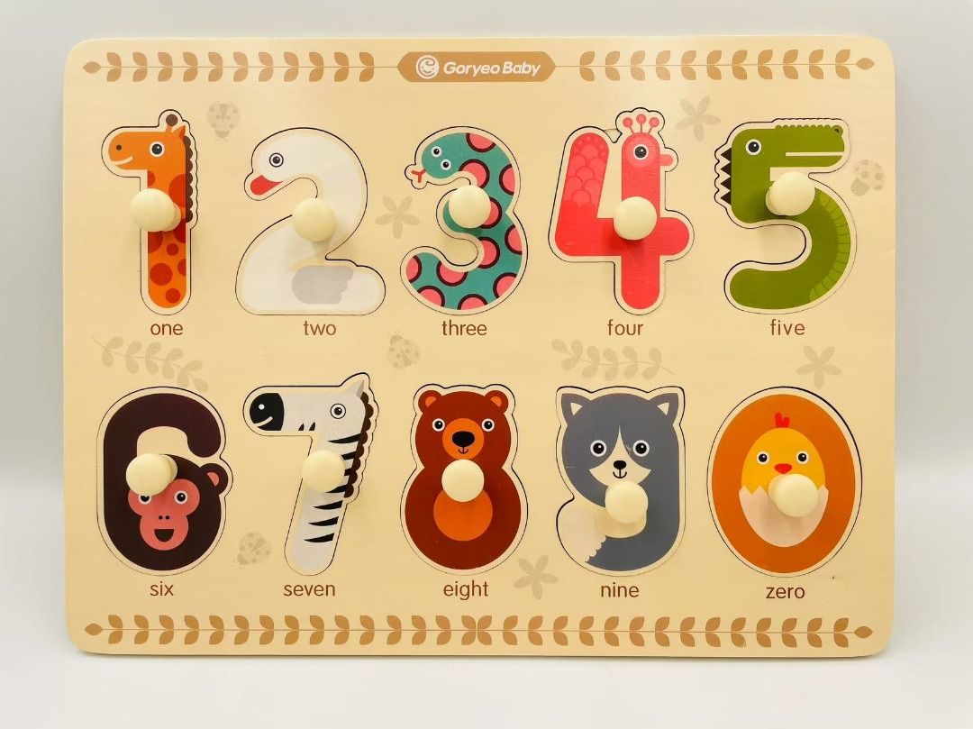 韓國GoryeoBaby 數字手抓板幼兒早教形狀拼圖玩具, 嬰兒及兒童, 嬰兒玩具在旋轉拍賣