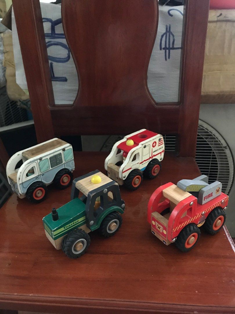 Asstd. Wooden Vehicles (Category: Vehicle & Diecast Models) located in Manila. Submitted by patti.macapugay (Listing ID 1385513782, Image 1). Description: Asstd. Wooden Vehicles • 125 each; 400 for take all • with signs of usage (paint & wood chips and pentel pen marks) • as is, wysiwyg Shipping - grab/lalamove/ggx/pick up 📍Sta. Rosa, Laguna 📍Mayon, Quezon City 📌Payment first policy 📌Strictly no return, no exchange policy 📌As is, what you se