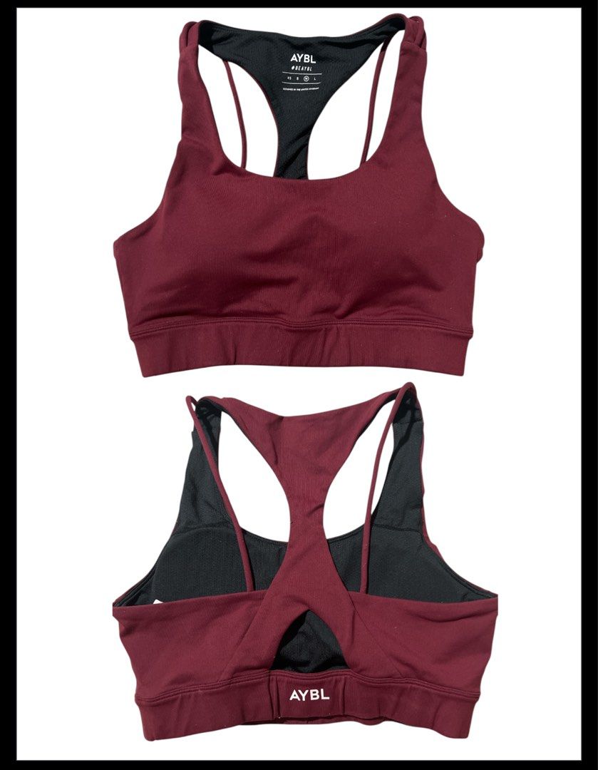 AYBL Core sports vra medium (Category: Activewear) located in Iba. Submitted by xooperfindslb (Listing ID 1385556711, Image 3). Description: Aybl core sports bra Mauve wine red medium on tag No issue Good as new Band size - 26- 30 inches .