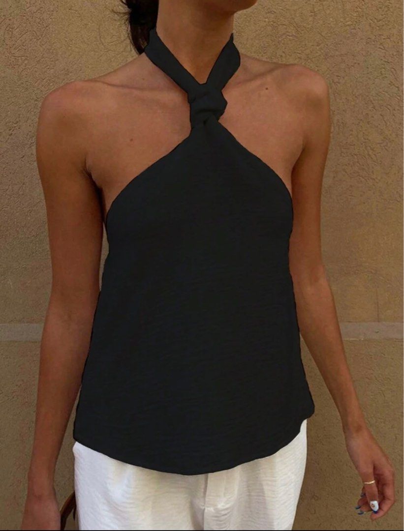 Black tie top (once used) Small (Category: Sleeveless) located in Davao. Submitted by myrandomstufff (Listing ID 1385512100, Image 1). Description: only used once lp posted!.