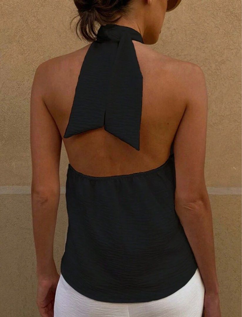 Black tie top (once used) Small (Category: Sleeveless) located in Davao. Submitted by myrandomstufff (Listing ID 1385512100, Image 3). Description: only used once lp posted!.
