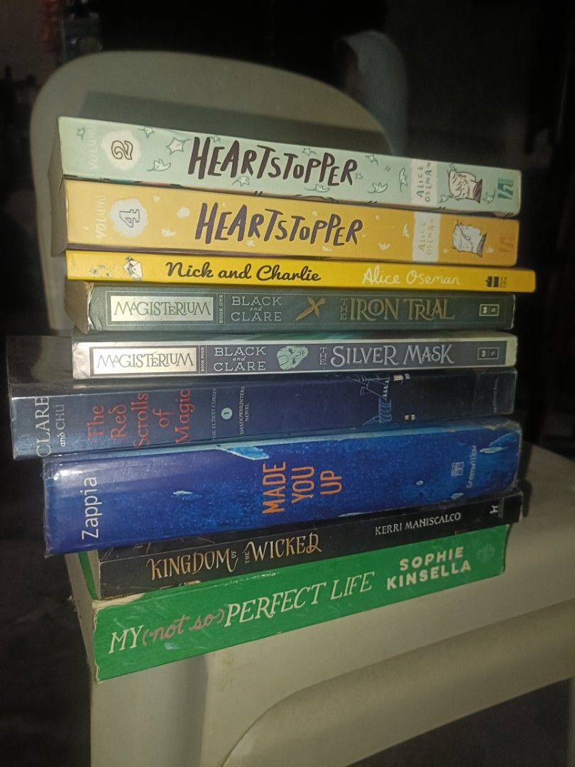 BOOK DECLUTTER (Category: Storybooks) located in Valenzuela. Submitted by angelouaguilar_13 (Listing ID 1385523413, Image 1). Description: These books are well loved but need a new home... 🍊 ₱100… MY (NOT SO) PERFECT LIFE by Sophie Linsella - merong tear sa cover 🍊 ₱150… THE THE KINGDOM OF THE WICKED by Kerri Maniscalco - reprint 🍊 ₱350… THE RED SCROLLS OF MAGIC by Cassandra Clare 🍊 ₱250... MADE YOU UP by Francesca Zappia (HB) 🍊 ₱300 BOTH… T
