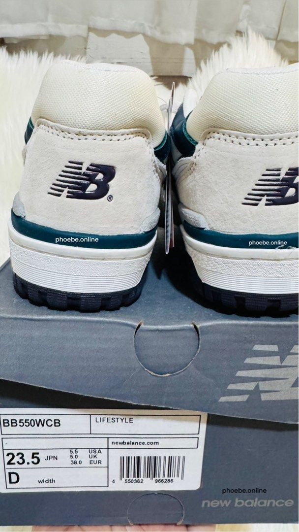 New Balance 550 Brand New Japan Purchase (Category: Sneakers) located in Manila. Submitted by phoebeanza (Listing ID 1385524151, Image 3). Description: Title : New Balance 550 WCB Description : Purchased in Japan - Original & Brand New Size Available : 23.5 Japan| 5.5 US | 5.0 UK | 38.0 EU Color : White - Blue Green Price : ₱4500.00 only Payment Methods : BPI | BDO | SECURITY BANK | GCASH Delivery : Metro Manila : (shoulder by buyer) GRAB & LALAM