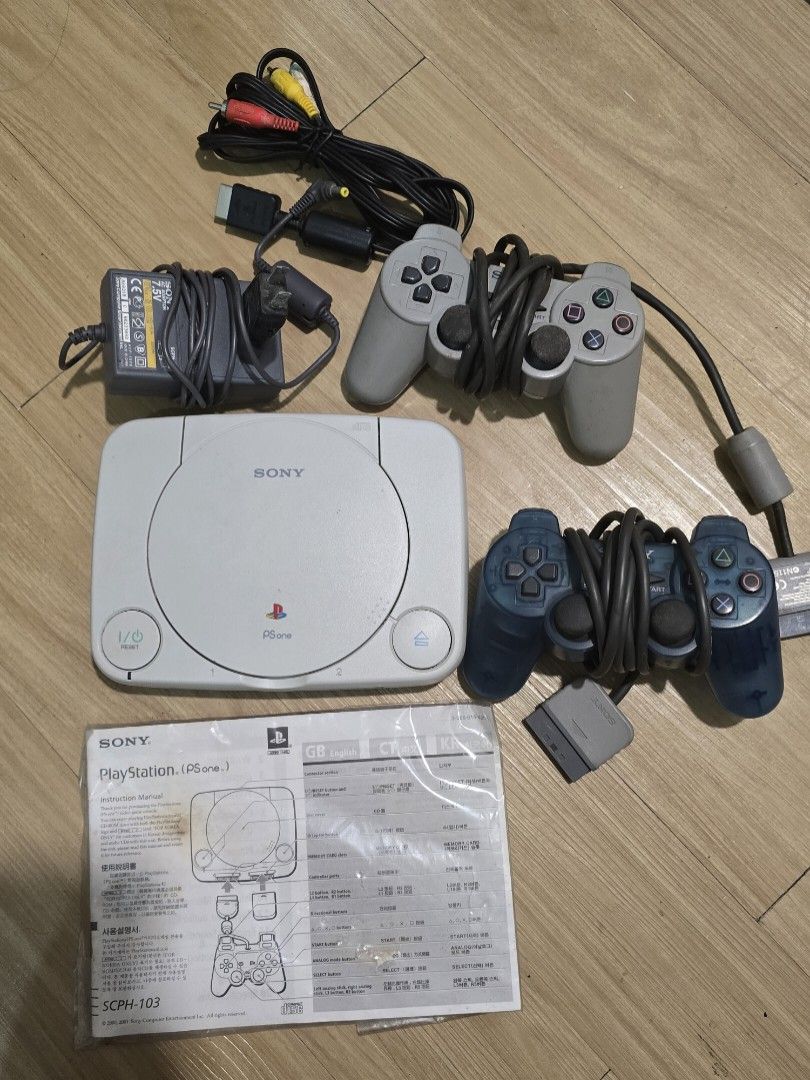 Original PSone console with 2 controllers, manual (Category: PlayStation) located in Cavite. Submitted by everythingjapan (Listing ID 1385476491, Image 1). Description: original PSone 2 controllers manual av cord power cord tested with power (working) untested with game buy at your own risk 220v.