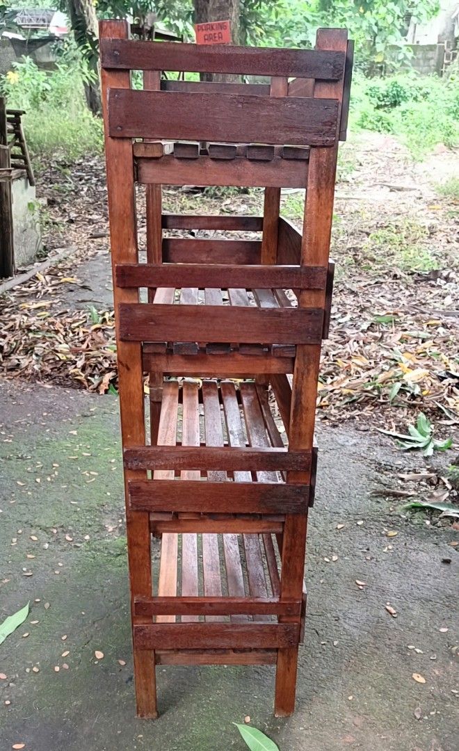 1950's FOUR TIER WOOD SHELVING UNIT (Category: Shelves, Cabinets & Racks) located in Lupao. Submitted by GabrielRamirez (Listing ID 1385795064, Image 3). Description: 1950's FOUR TIER WOOD SHELVING UNIT Used in good vintage condition Size : Width - 2ft & 11" Length - 1 foot & 3.50" Height - 4 ft & 8" Selling Price : P4,500. Plus SF Mode of payment : Gcash , Palawan or Mluillier Delivery : Victory Liner Drop & Go pick up at Victory Liner Bus stati