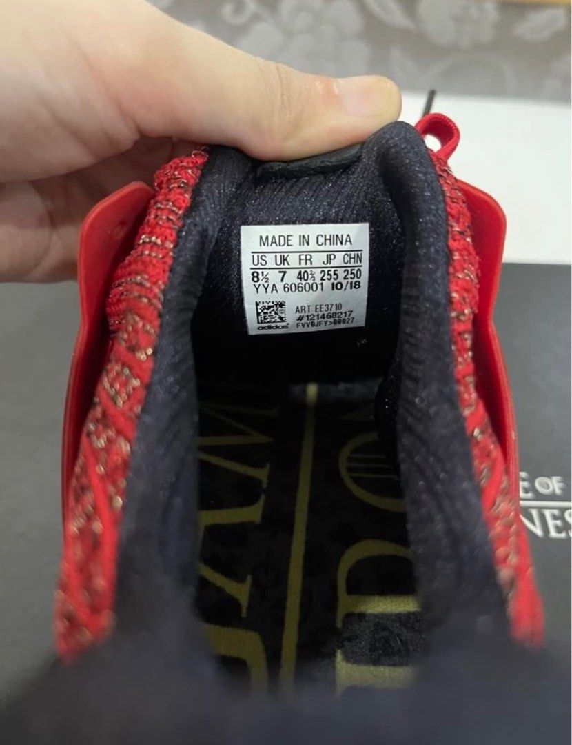Adidas ultraboost (Lannister) (Category: Sneakers) located in Manila. Submitted by senesce (Listing ID 1385629466, Image 2). Description: Minor flaw on gold stripes Dirty soles Box is intact Size is 8 1/2 MOP Bank Transfer METROBANK Cod Gcash DELIVERY (sf shouldered by buyer) J&t Lalamove or MEET UP UST Doroteo Jose station.