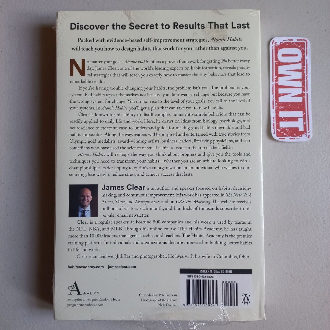 Atomic Habits by James Clear (Category: Storybooks) located in Imus. Submitted by ownitrightnow (Listing ID 1385620598, Image 2). Description: Atomic Habits: An Easy & Proven Way to Build Good Habits & Break Bad Ones by James Clear "A supremely practical and useful book. James Clear distills the most fundamental information about habit formation, so you can accomplish more by focusing on less." -Mark Manson, #1 New York Times best-selling author 