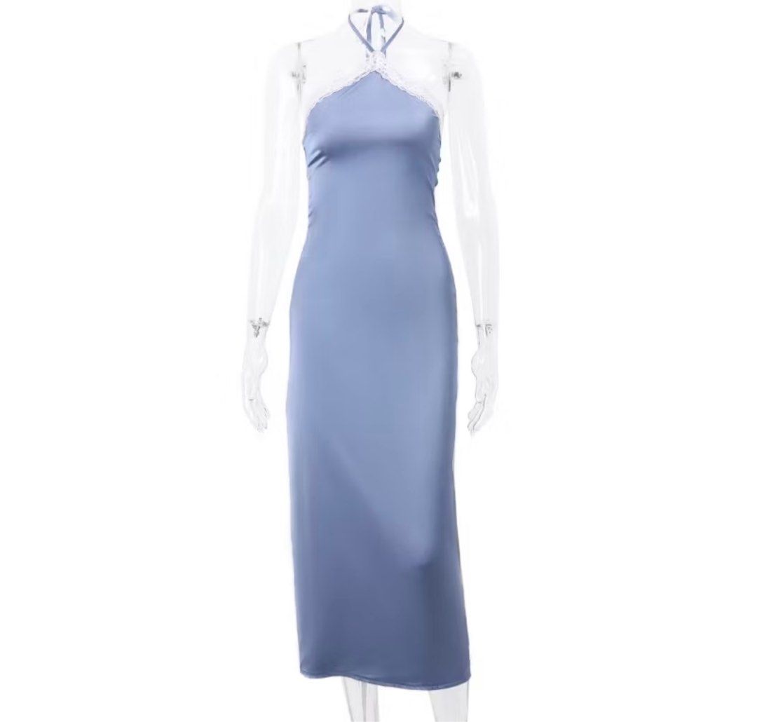 Blue Lace Halter Neck Dress (Category: Dresses) located in Legazpi City. Submitted by r.clutter (Listing ID 1385680533, Image 2). Description: -got it from orange app.