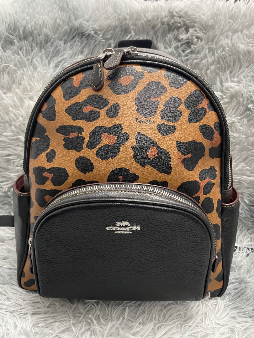 Coach Leopard Notebook Coach court signature Canvas and leopard print backpack, Luxury, Bags ...
