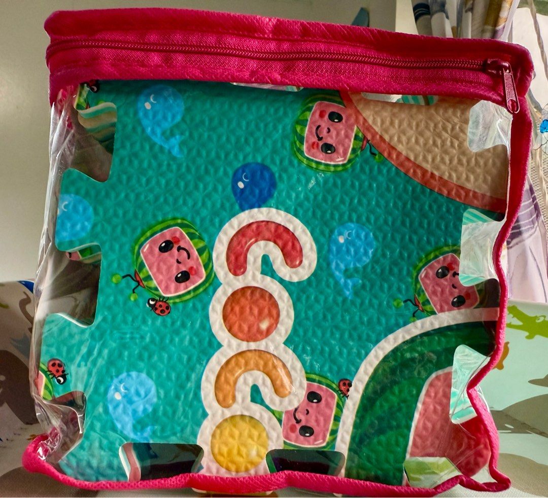 Cocomelon Playmats and Bag Set (Category: Infant Playtime) located in Paranaque City. Submitted by stella_vicky (Listing ID 1385648040, Image 3). Description: Brand new, never been used Cocomelon items from Baby Company: - 1 pc. Foldable playmat (59 inches in length): SRP 349 - 1 pc. Puzzle playmat: SRP 459 - 1 pc. Duffle bag: SRP 399 Retails for PHP 1,207, selling for just PHP 950 • No haggling. You will not be entertained. • You will arrange fo